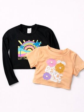 Girls XXS 4/6 Rash Guard Crop Swim Top Set | UPF
